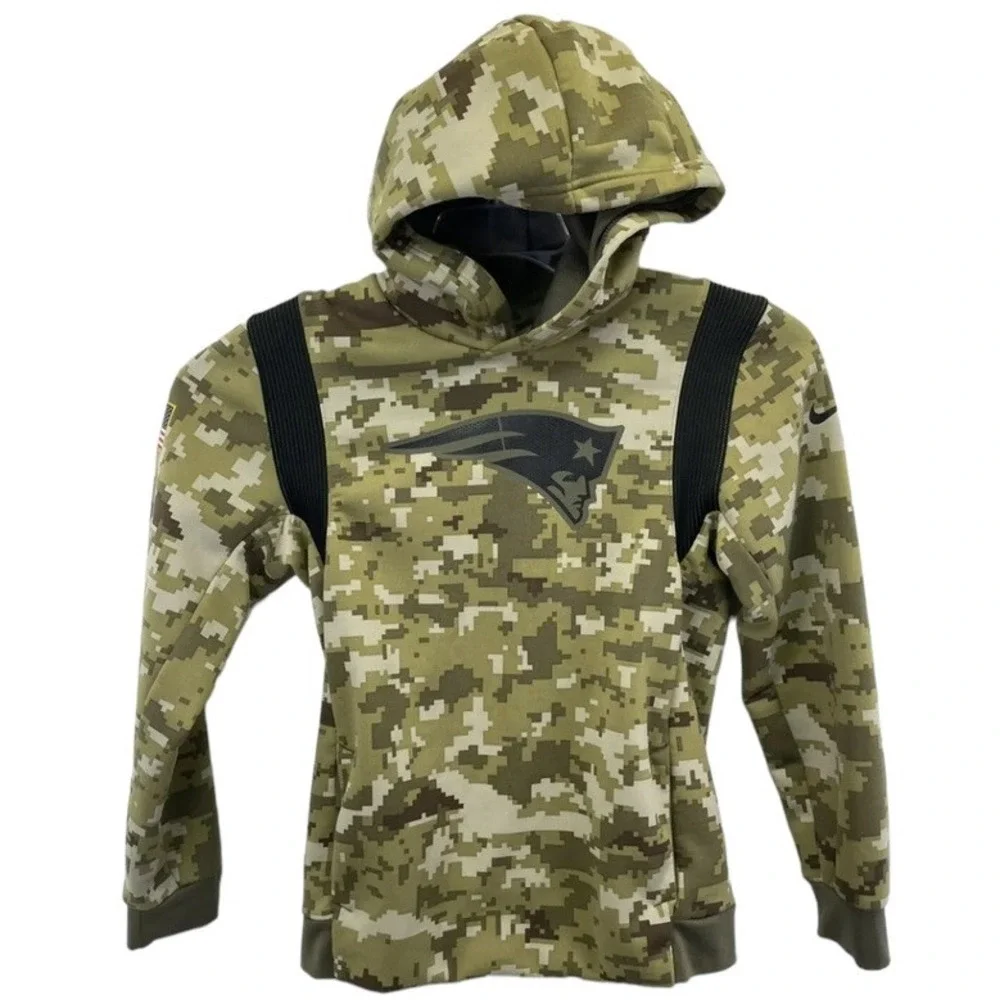 New England Patriots Nike On Field  Sz Youth Large Camo Hoodie  (L9) NW/OTs